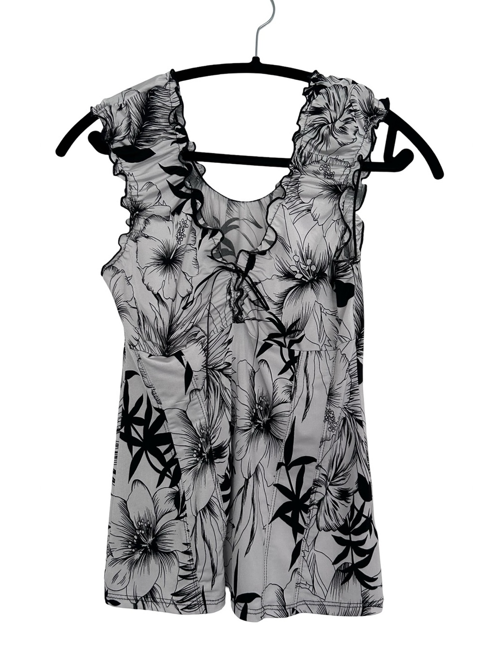Y2K Floral Ruffle-Trim Floral Tank Top with Front Tie